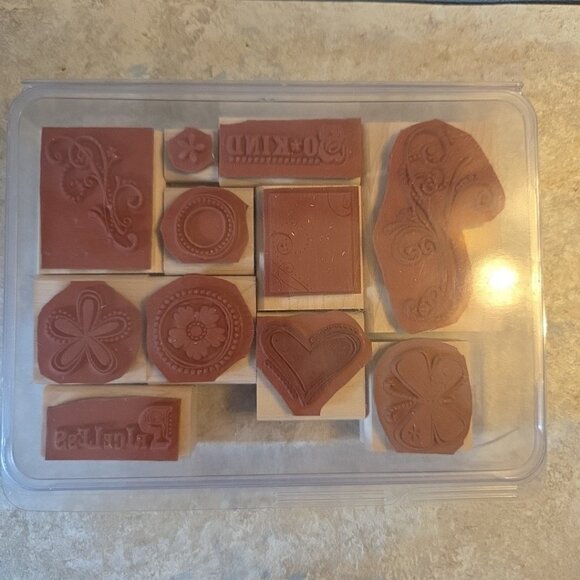 Stampin' Up PRICELESS 11pc Mounted Wood Rubber Stamps 2007 Butterfly Flowers - Picture 2 of 4